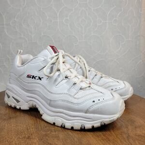 Skechers Women's Energy Timeless Vision Sneakers 10 White Sport Leather Lace Up